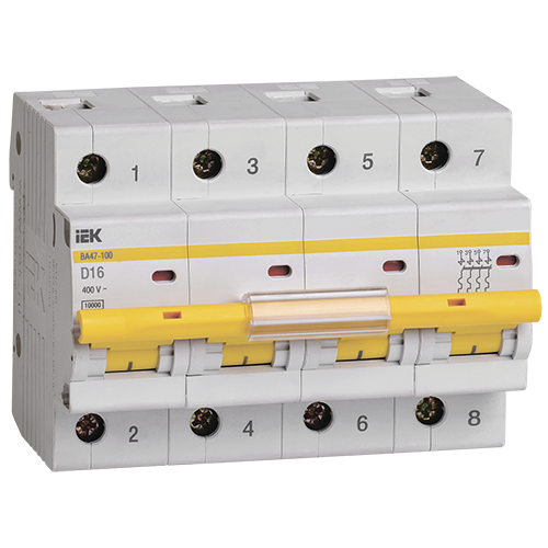 Автоматический выключатель ВА47-100 4Р 16А 10кА тип D "ИЭК"