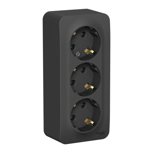 Евророзетка 3-ая 16А, с/з о/п (изол.пластина), BLANKA антрацит