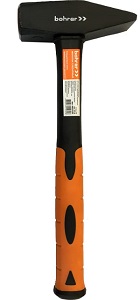 Молоток "Bohrer" слесарный 400г, квадратный боек, фиберглассовая ручка