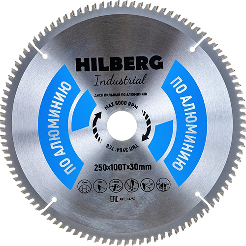Диск пильный по алюминию &quot;Hilberg Industrial&quot;, 250*100Т*30мм
