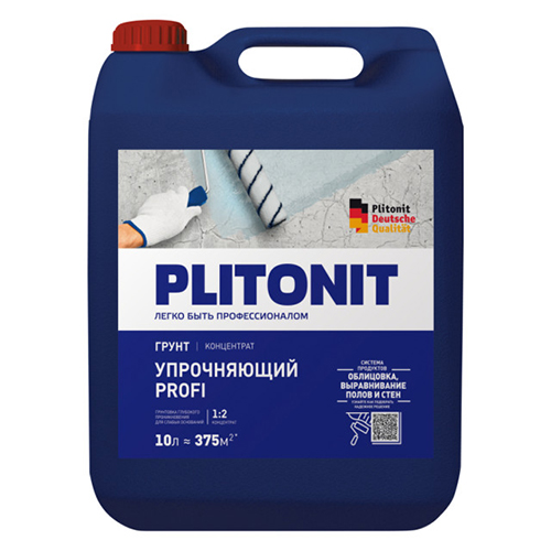 Грунт-концентрат глубокого проникновения для укрепления поверхности "Плитонит грунт Упрочняющий PROFI", 10л