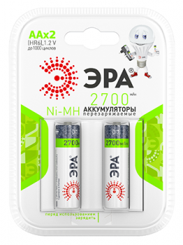 Аккумуляторная батарея ЭРА HR6-2BL 2700mAh тип:АА 