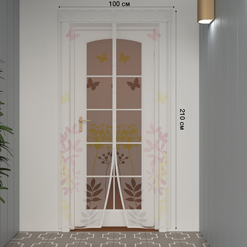 Дверная антимоскитная сетка 210х100см, с магнитами по всей длине, с цветами REXANT