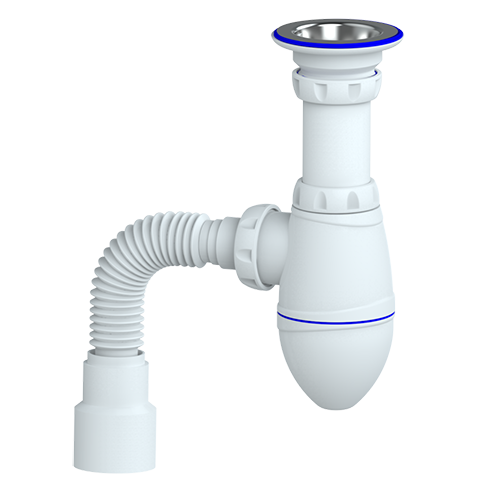 Сифон для раковины бутылочный со стальным выпуском, 1.1/4&quot;*32, гофра 32*40/50, &quot;Unicorn&quot;, M222