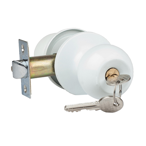 Ручка дверная "ЗШ-01", шариковая, ключ - фиксатор, "Белая"