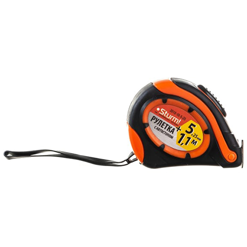 Рулетка "Sturm" с карандашом, двухсторонняя, обрезиненная, магнитный зацеп 5м*25мм
