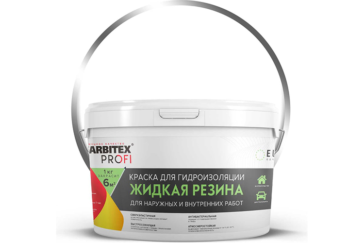 Краска акриловая для гидроизоляции "Жидкая резина" белый "FARBITEX PROFI", 2,5кг