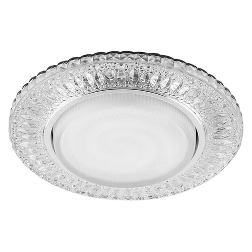 Светильник потолочный GX53 со светодиодной подсветкой 20LED*2835 SMD 4000K, 15W, без лампы, прозрачный, хром, CD4022 с драйвером в комплекте "Feron"