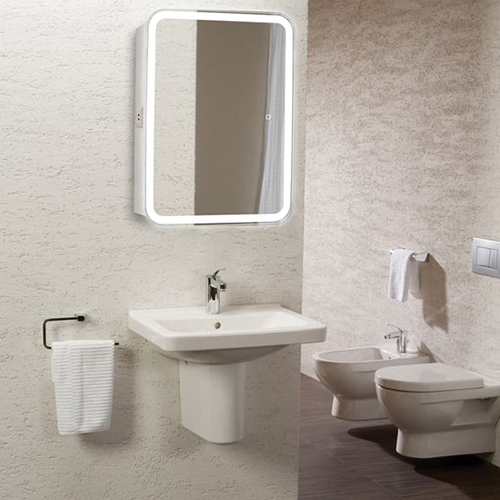 Шкаф с зеркалом "Аква плюс 60" белый, сенсорный выключатель с диммиром