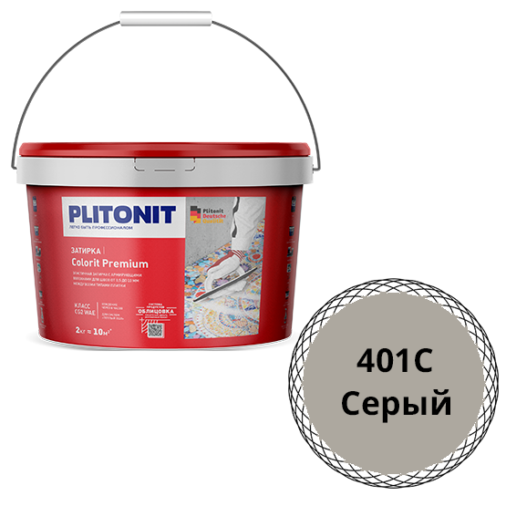 Затирка водоотталкивающая &quot;Плитонит Colorit premium&quot;, 2кг, &quot;серый&quot; цементная