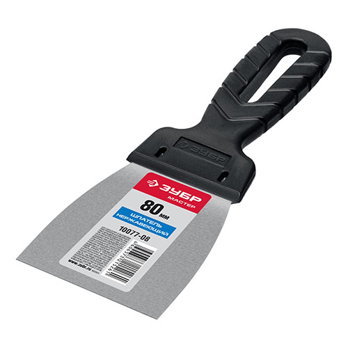 Шпатель "ЗУБР " , пластиковая ручка, нержавеющий шпатель 80мм