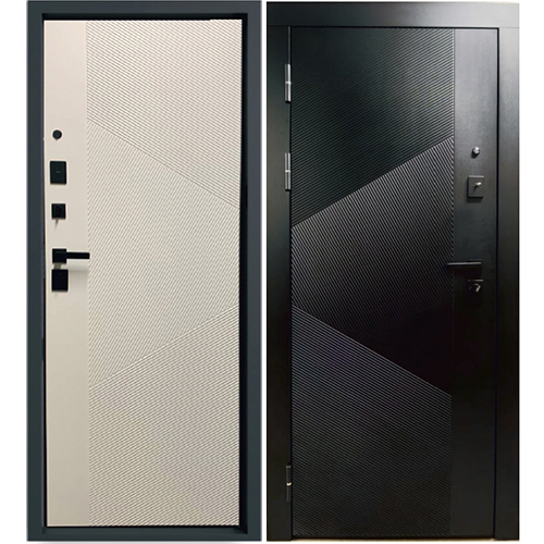 Дверь входная"Отчизна",960*2050*103мм,левая,металл -"Металлик черный",МДФ "Черный кварц/белая матовая"