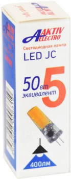 Лампа светодиодная 12В 5Вт "AKTIV ELECTRO LED-G4-Regular" G4 4000К 400Лм