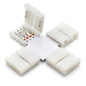 Соединитель крестовой "DEKO" для светодиодной ленты 4pin, RGB, 5050SMD, зажим-зажим, 12В