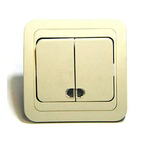 Выключатель 2-кл с подсветкой, "Mimoza Makel", скрытой проводки, кремовый