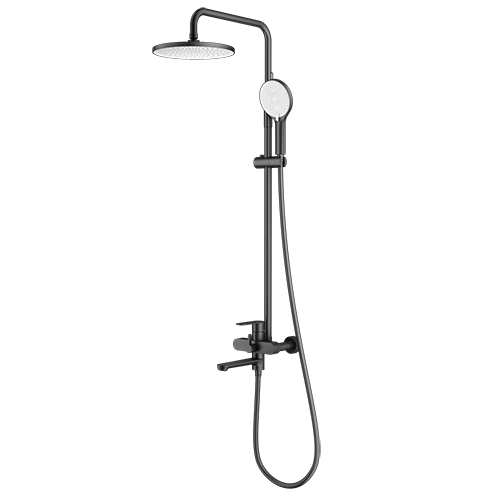 Душевой гарнитур "Splenka" для ванны c тропическим душем и смесителем "S222.24.09", графит, с длинным изливом