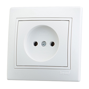 Розетка 1-ая без заземления, "Mira lezard", скрытой проводки, белая
