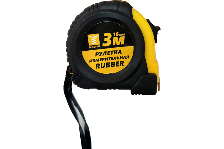Рулетка "Mos Tek" Rubber с фиксатором 3м*16мм