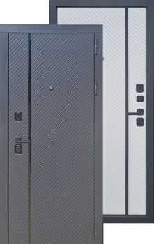 Дверь входная"Моранте",860*2050*110мм,правая,металл, 2 МДФ- "Ясень черный",МДФ "Ясень белый"