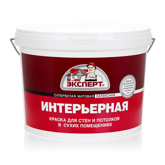 Краска водоэмульсионная интерьерная супербелая "Эксперт", 14кг