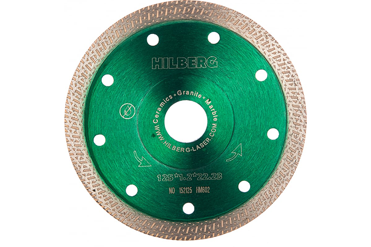 Диск алмазный турбо для кафеля и керамогранита "Hilberg Hard Materials S-type", 125*1,2*22,23мм, сухой рез