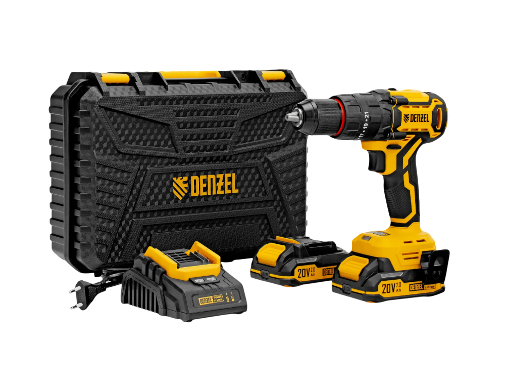 Дрель-шуруповерт аккум. ударная "DENZEL" CIDH-BL-20, Li-Ion, 20В, 2 акк.