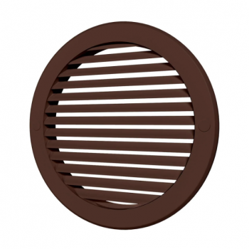Решетка наружная встраиваемая круглая пластиковая вентиляционная d=200 с фланцем d=160, коричневая ASA