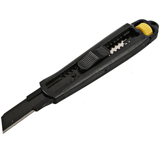 Нож 18мм Hanskonner, лезвие SK2 0.7мм, обрезиненный корпус, доп. фиксирующий винт