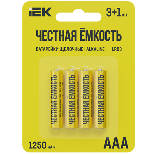 Батарейка щелочная LR03/AAA 4шт ПРОМО "IEK"
