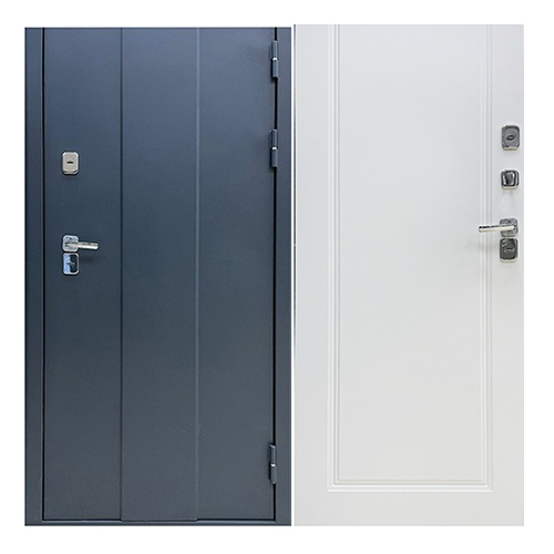 Дверь входная "Медверь 3.0", 960*2050*108мм, правая, металл -"Матовый муар Ral 7016", МДФ "Белое дерево" Город Мастеров