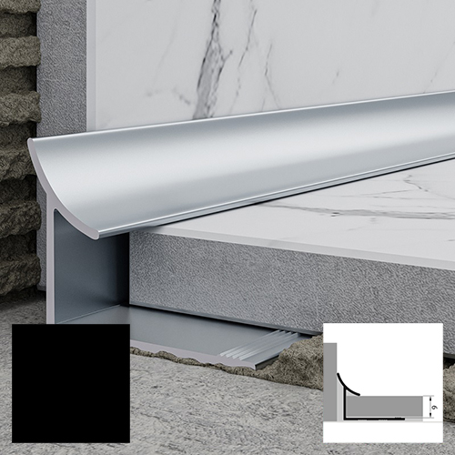 Профиль алюминиевый для плитки РП-АКП-05 2,7м, андонированный "Матовый черный"