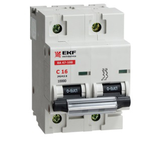 Автоматический выключатель ВА47-100 2Р 16А 10кА тип C "ЭКФ"