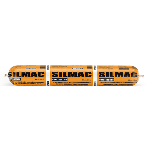 Герметик однокомпонентный силиконовый нейтральный "SILMAC CONSTRUCTION", 590мл, белый