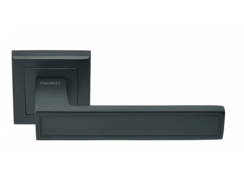 Ручка дверная "RAP 23-S BL", нажимная, квадратная накладка, "Черный"