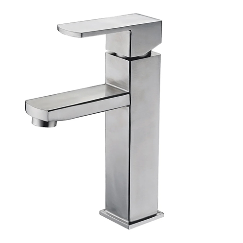 Смеситель для умывальника "Fmark FS8101", однорычажный, нержавейка, с подводкой