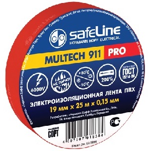 Изолента ПВХ &quot;Safeline&quot; 19мм*25м, красная