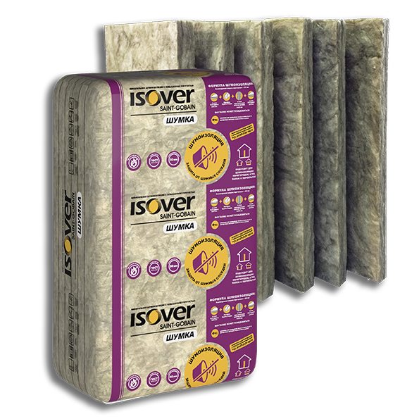 Шумоизоляция в плитах Изовер/Vetonit Шумка 1000*610*50мм, 6,1м2, 0,305м3, 10 плит