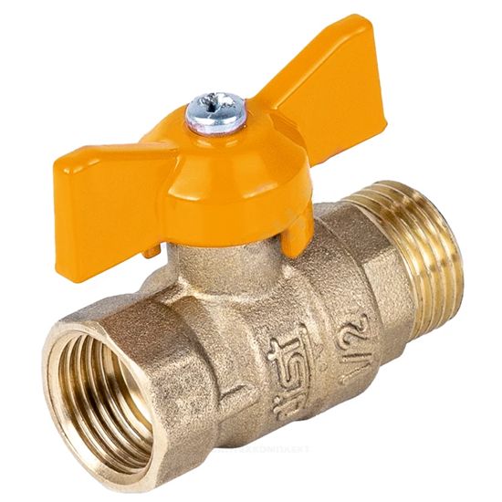 Кран шаровый для газа ДУ20 РУ40 бабочка в/н "Dist"