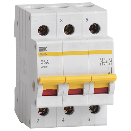 Выключатель нагрузки, ВН-32 3Р 25А (мини-рубильник) "ИЭК"