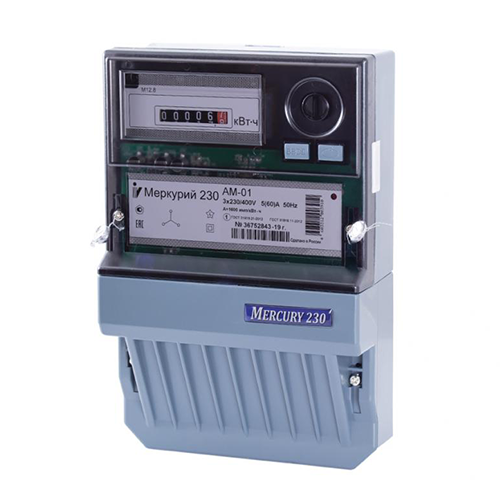 Счётчик электрической энергии "Меркурий" 230 АМ-01 МОУ 220/380В, 5-60А, 3-фазный, прямого включения, для учета активной энергии