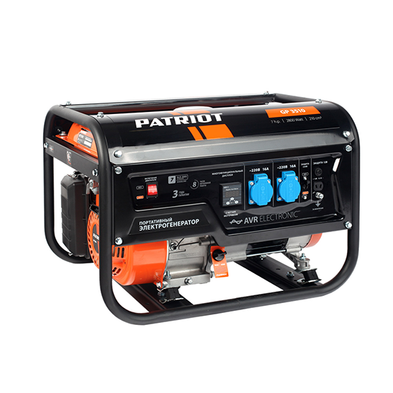 Установка генераторная бензиновая GP 3510, 220В, 2,5-2,8кВт, ручной стартер, "Patriot"