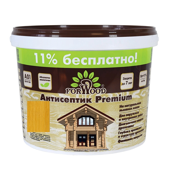 Антисептик деревозащитный декоративный "FORWOOD", 10л, "Орегон ВДПФ-1601"