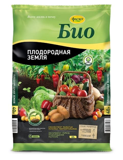 ГРУНТ "ПЛОДОРОДНАЯ ЗЕМЛЯ" 40Л (1/39) "ФАСКО БИО"