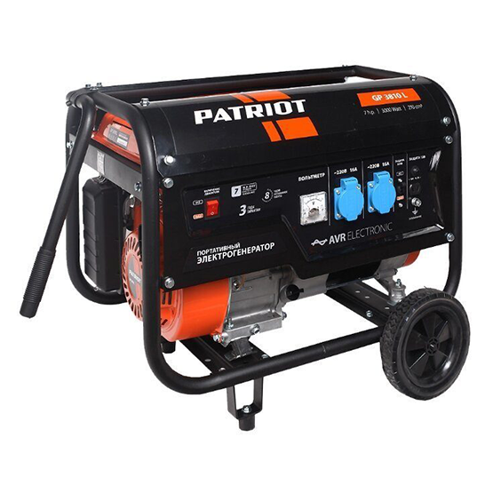 Установка генераторная бензиновая GRS 3800, 220В, 2,8-3,0кВт, ручной стартер, &quot;Patriot&quot;