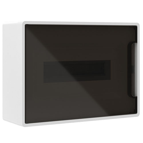 Щиток 12 мод настенный FRAME, белый, с тонированной дверцей, с 2 шинами PEN на 6 и 8 отв.