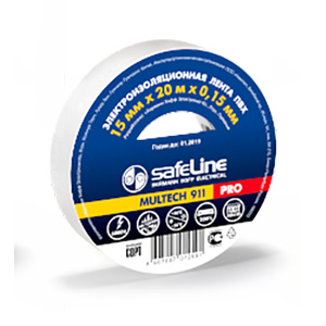 Изолента ПВХ &quot;Safeline&quot; 15мм*20м, белая 1/200