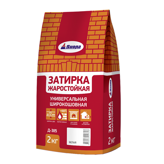 Затирка жаростойкая, водостойкая &quot;Диола Д-385&quot;, 2кг, &quot;серый&quot; цементная