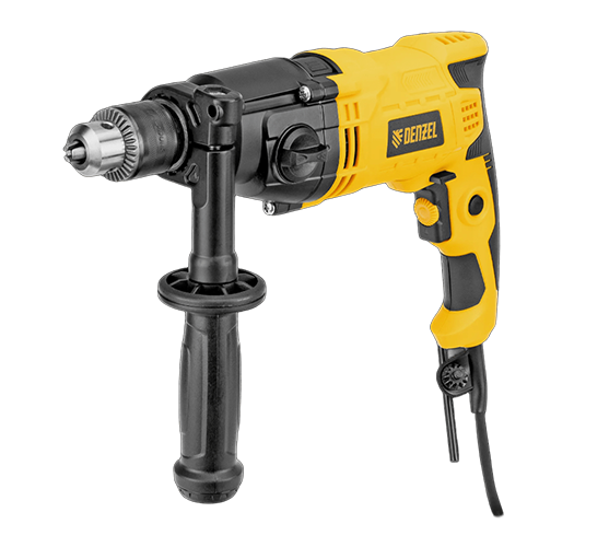 Дрель ударная "DENZEL" IDD-1050-2, 1050Вт, 0-1200/0-3200 об/мин, 0-19200/0-51200 уд/мин, 2 скор/