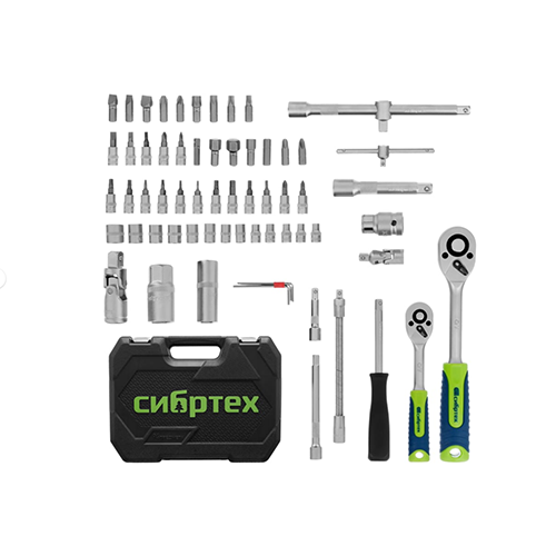 Набор инструмента "Сибртех" 1/2", 1/4", пластиковый кейс, 94 предмета