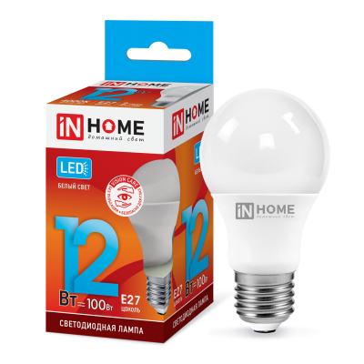 Лампа светодиодная A60 12Вт Е27 220В 4000К 1140Лм LED-VC "IN HOME"